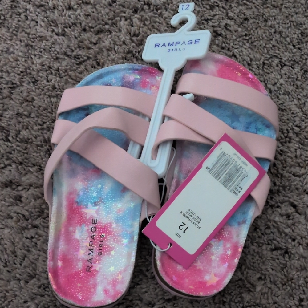 Rampage Girls Pastel Tie-Dye Sandals Size 12